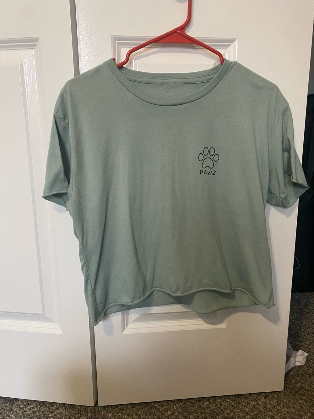 PAWZ Women's Sage Green Cropped Short Sleeve Tee